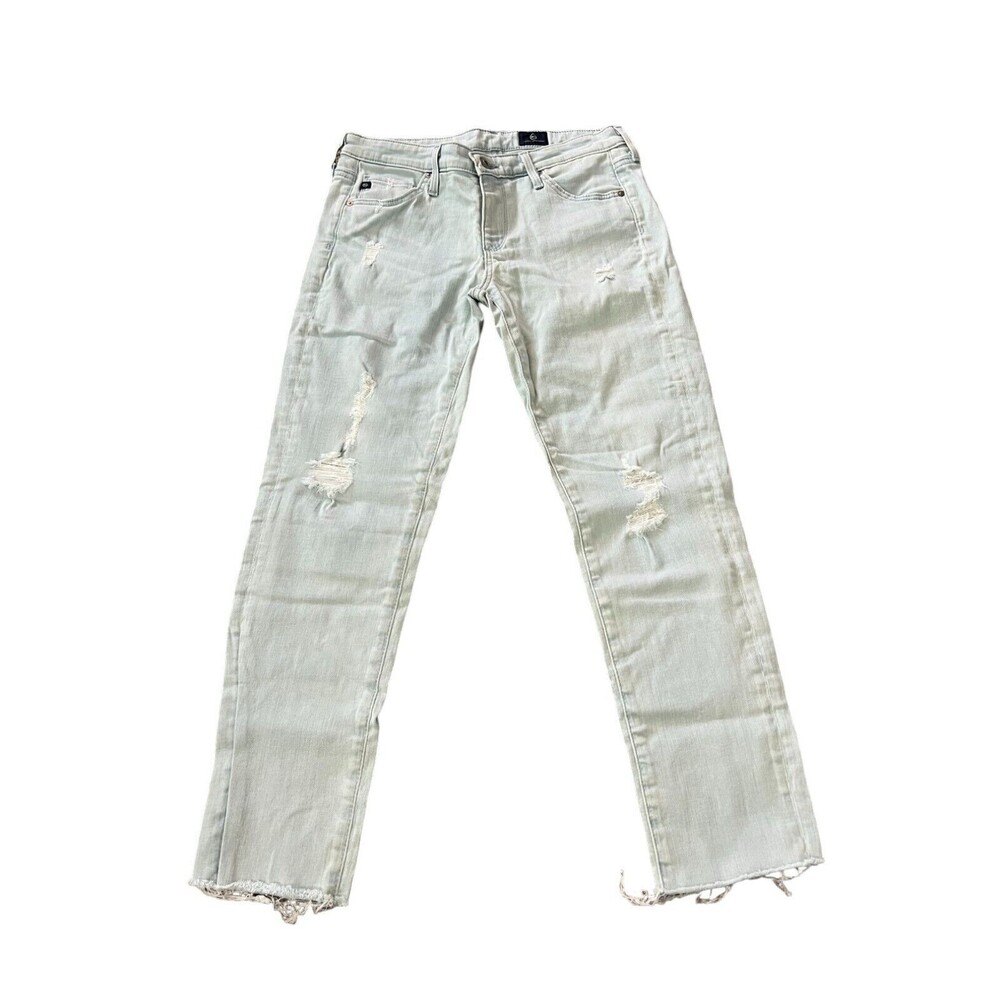 Adriano Goldschmied Womens Stilt Crop Jeans Blue 27 Denim Distressed Frayed Hem